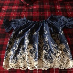 Beautiful denim shirt with lace